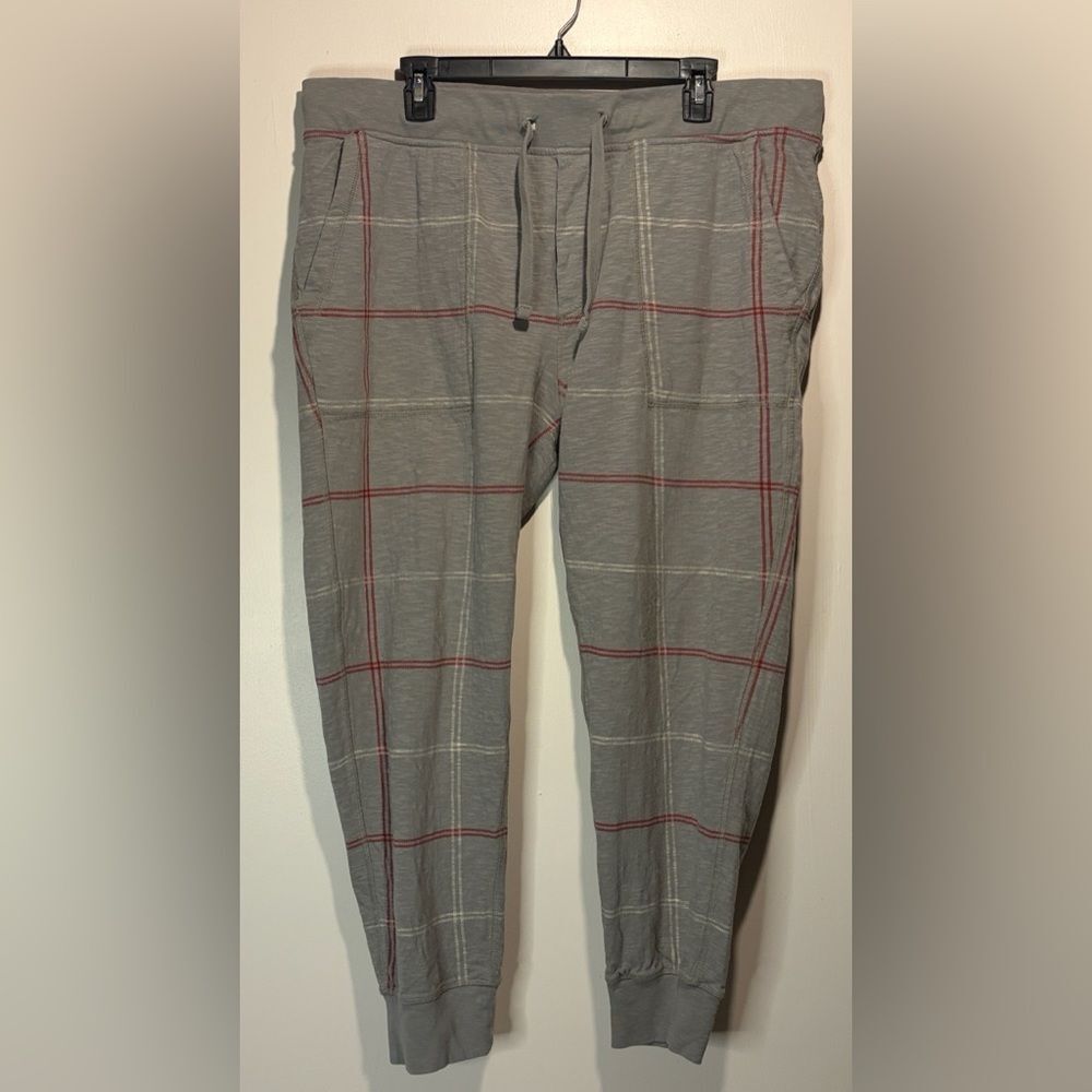 J.Crew- Knit Goods Men’s Grey Red Striped Pajama Pants Drawstring- Size XL